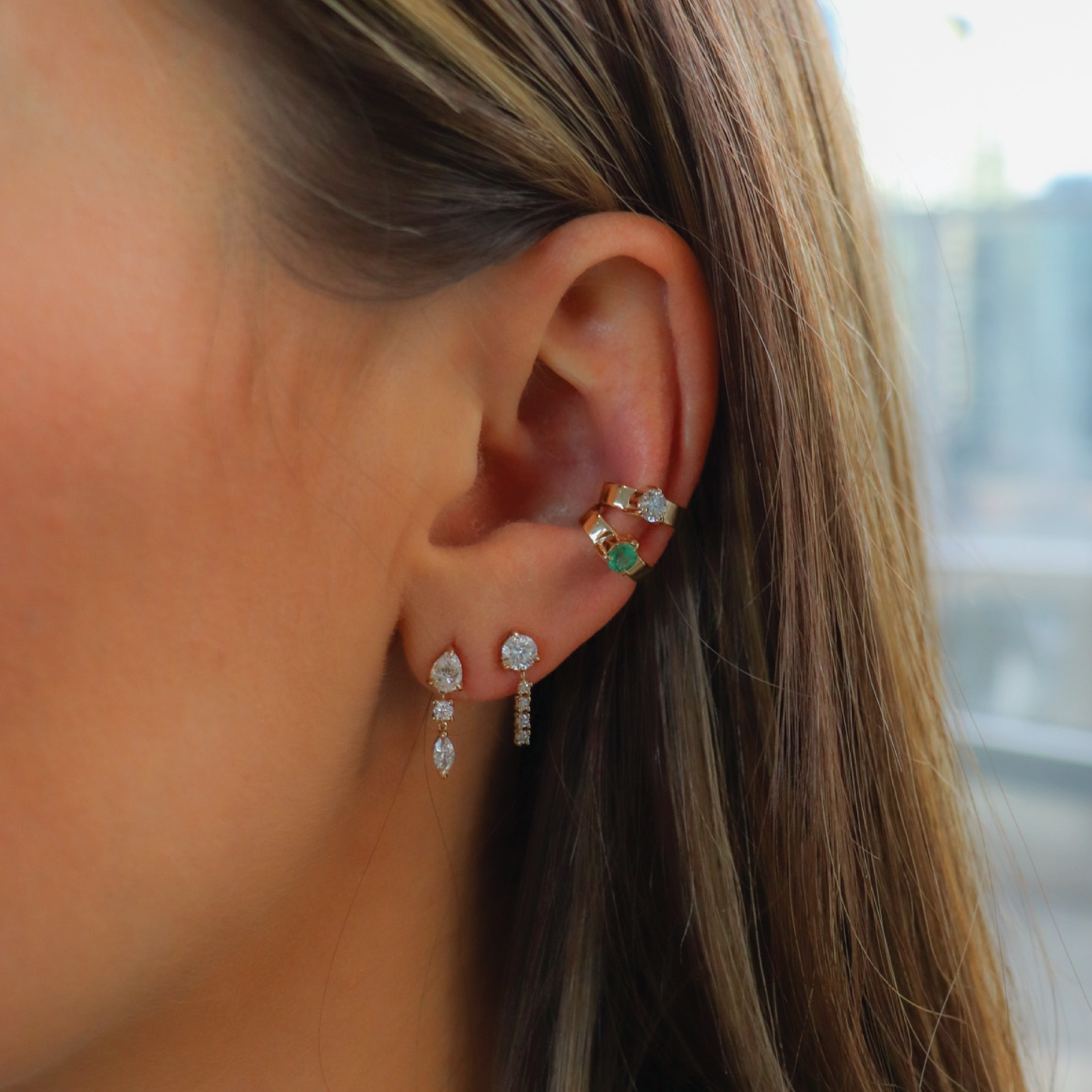 Diamond Multi-Drop Stud Earring