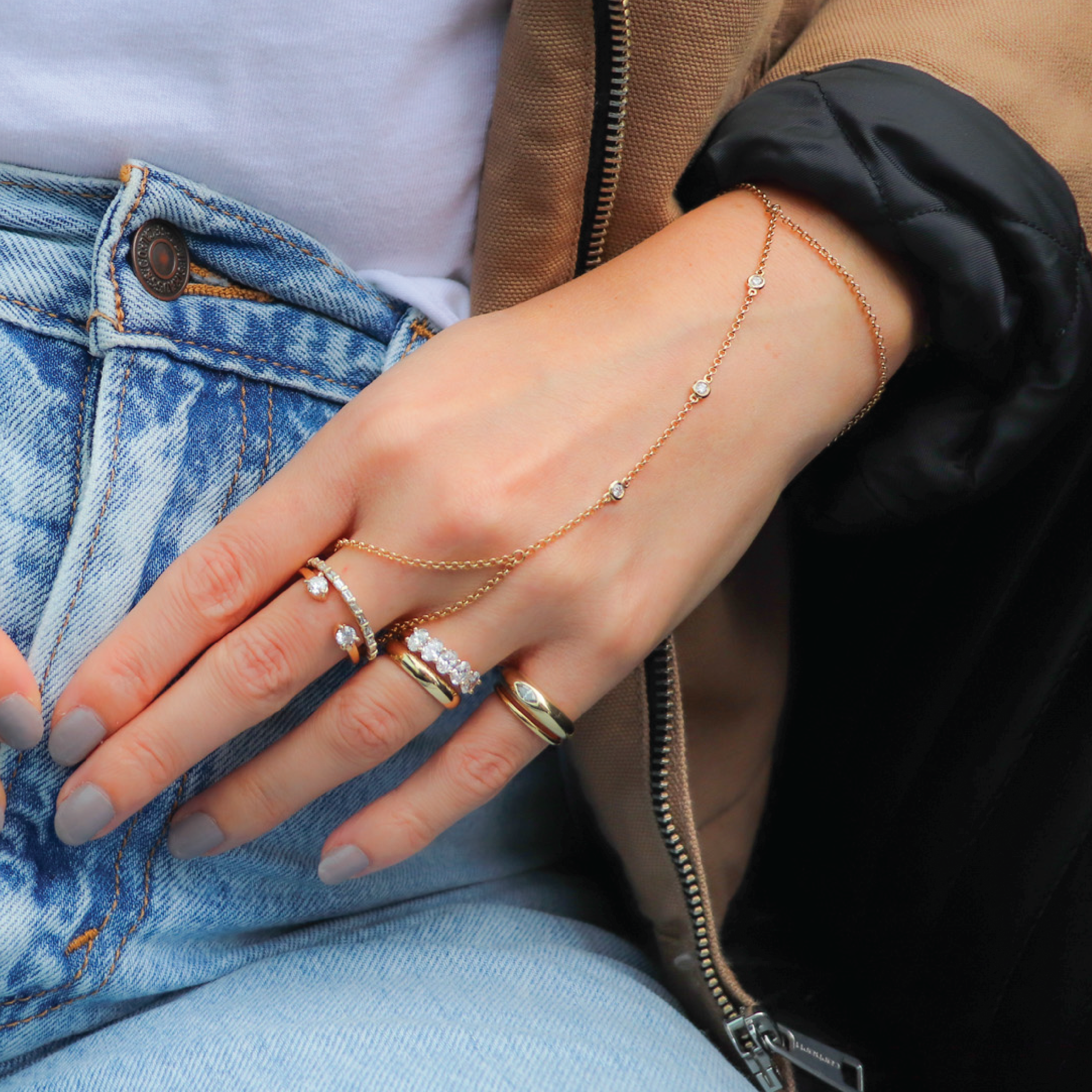 Chunky Oval Diamond Half Ring