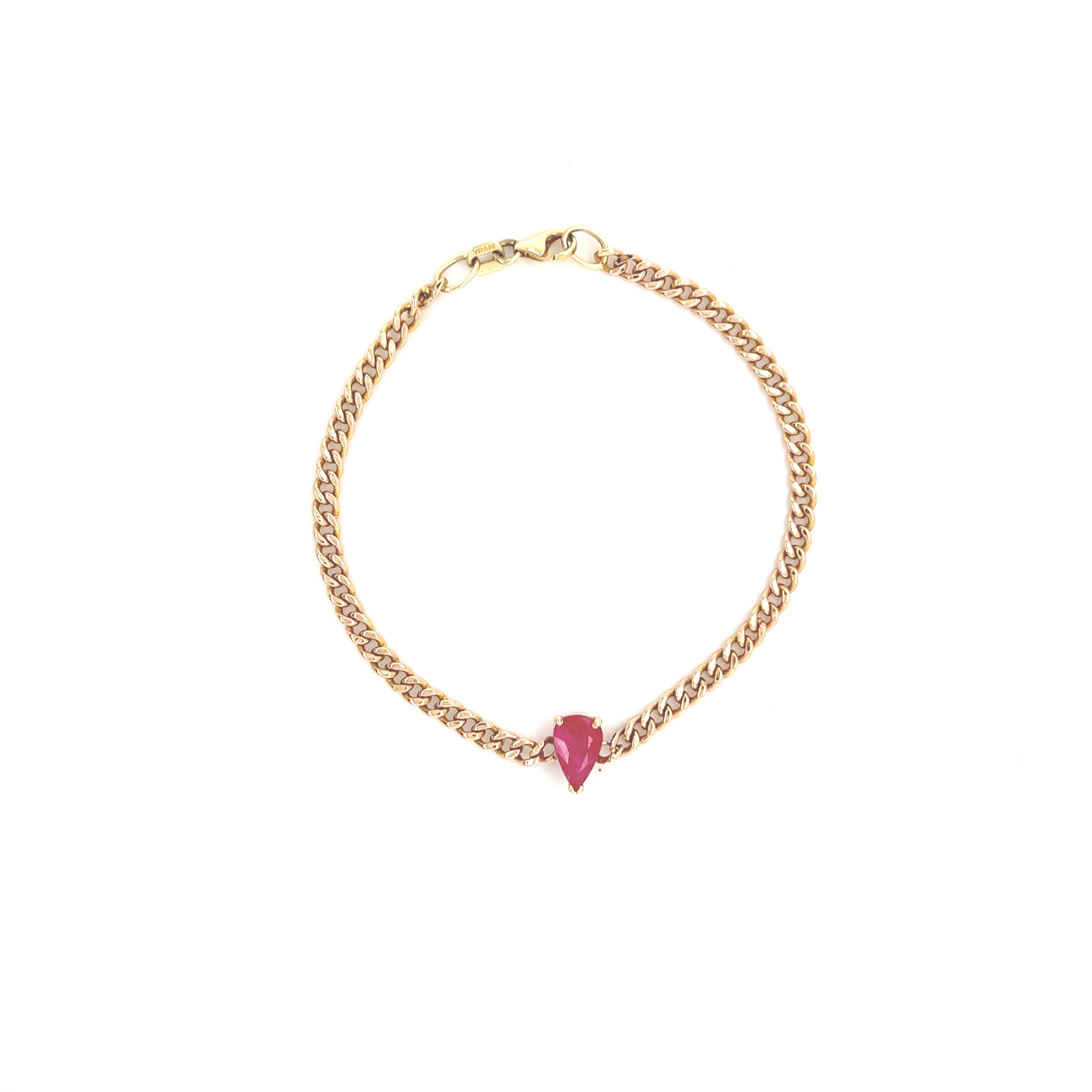 Ruby Pear Curb Chain Bracelet | ONE OF A KIND